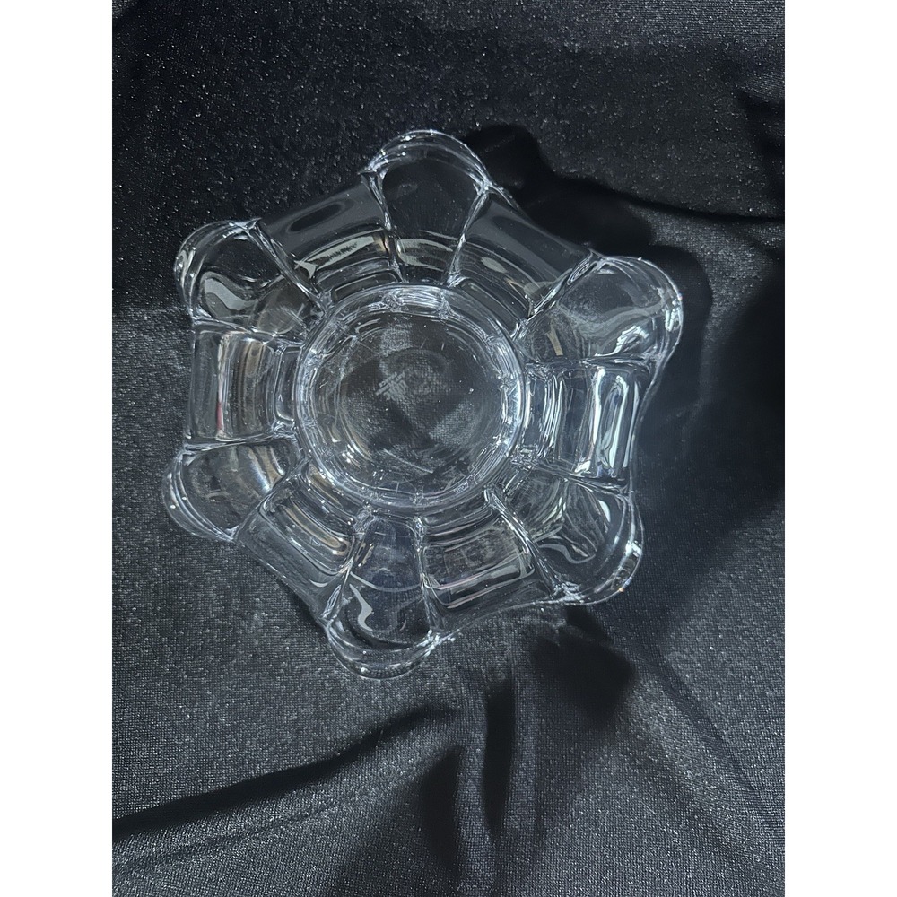 Confrac Art Glass Verrier France Abstract dish Crystal Clear Signed Free form - Picture 5 of 12